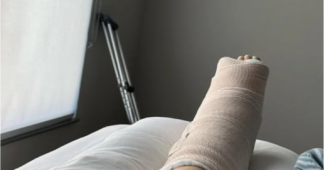 Gymnast Riley McCuster shares a photo of a gymnastics injury on social media.